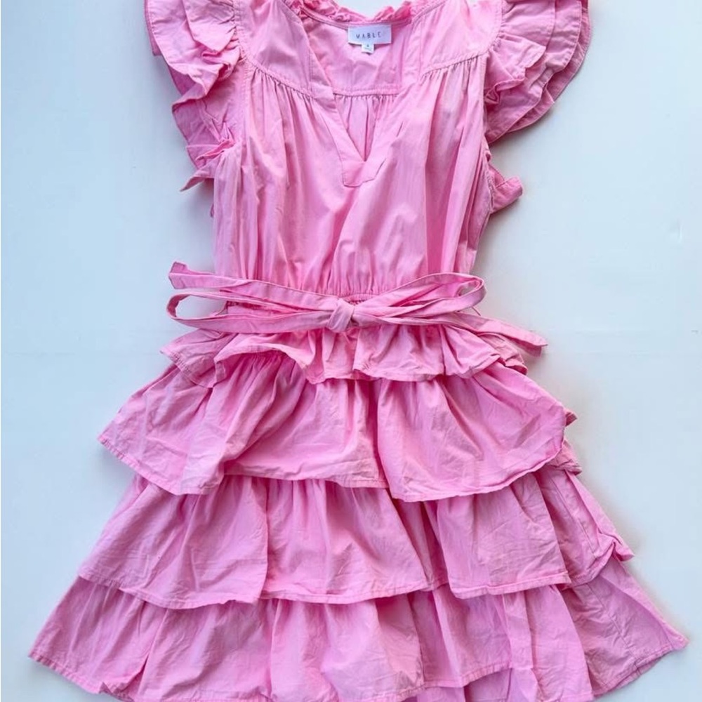 Pink Ruffled Tiered Mini Sundress